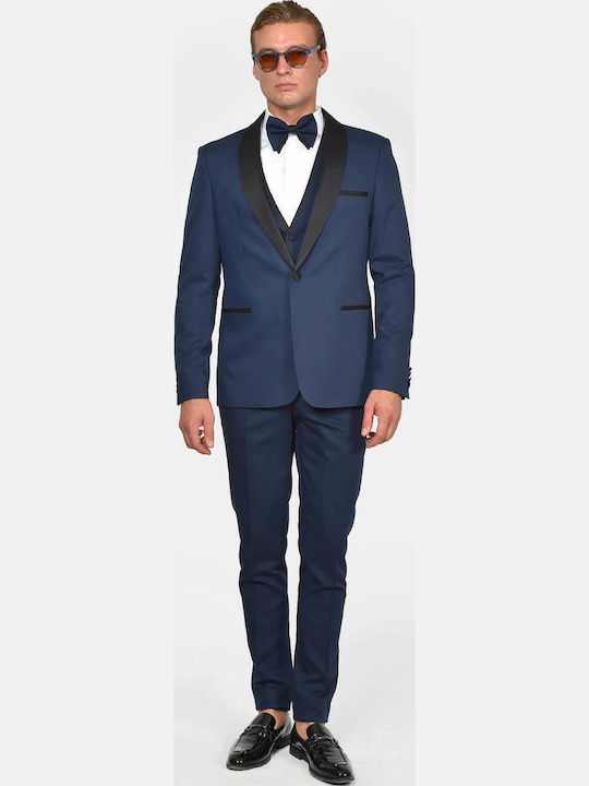 Winter Men's Groom's Suit with Slim Fit Blue