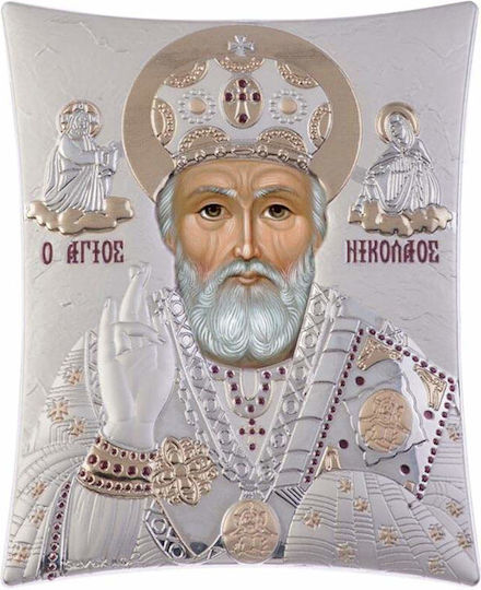Slevori Silberbild Heiligenikone Heiliger Nikolaus 16x20 cm