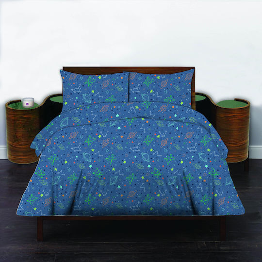 Set Baby Crib Cotton Fitted Sheets Blue 75x140cm