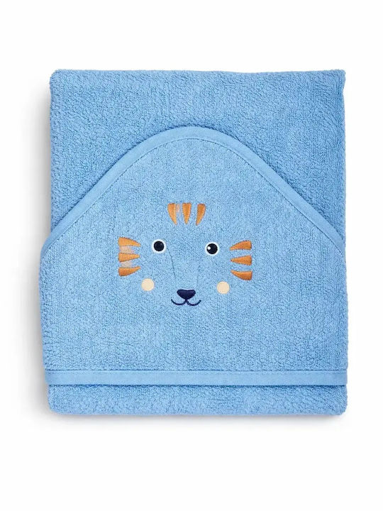 Βρεφική Κάπα-Μπουρνούζι με Κουκούλα Baby Blue 75x75εκ.