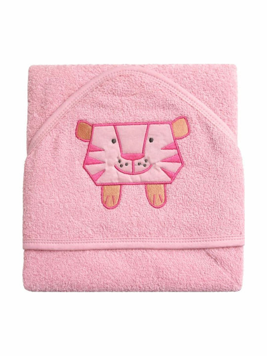 Baby Bath Towel Bathrobe Hooded Baby Pink 75x75cm