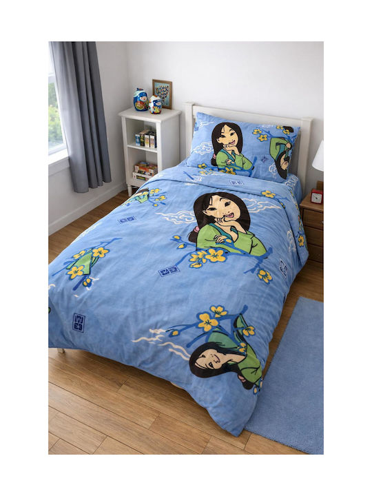 Set Cearceafuri Single Din Bumbac Blue Mulan 160x240cm 3 Bucăți Set Cearceafuri Single Din Bumbac Blue Mulan 160x240cm 3 Bucăți