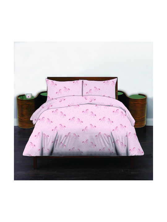 Set Cearceafuri Semi Dublu Din Bumbac Pink Horse 170x260cm Set Cearceafuri Semi Dublu Din Bumbac Pink Horse 170x260cm