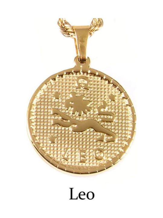 Awear Necklace Zodiac Sign Leo Gold Plated Steel