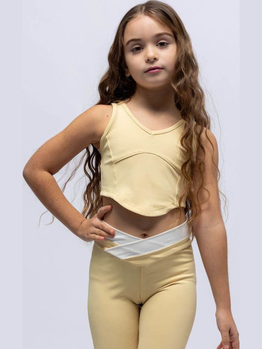 Παιδικό Crop Top Αμάνικο Κίτρινο