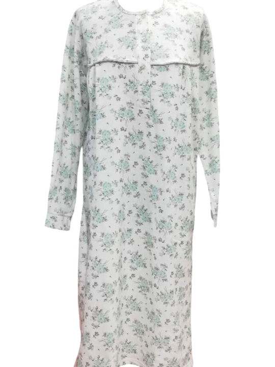 Nina Club Winter Cotton Women's Nightgown Ecru-...