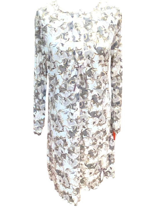 Nina Club Winter Women's Nightgown Gray Floral