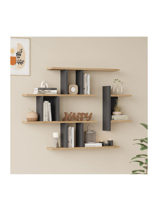 Ράφι Τοίχου Ledia Oak 110.6x14.5x78εκ.