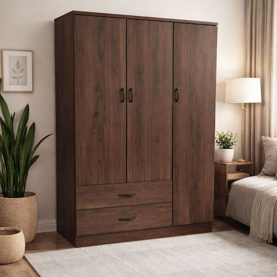 Τρίφυλλη Ντουλάπα 120x52x190cm Καρυδί