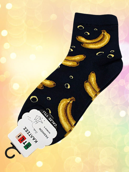 Socks Blue Banana Pattern Size 36-41 15mod29
