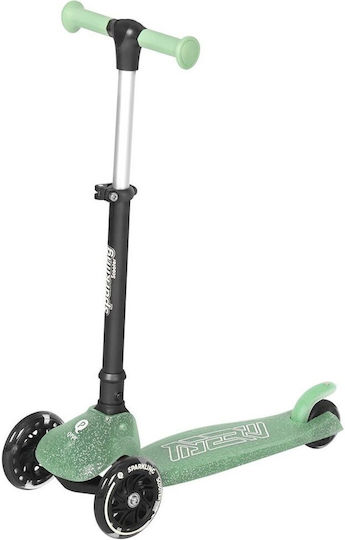 Q Play Kids Foldable Sparkling 3-Wheel Scooter with LED Lighting for 3+ Years Green