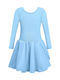 Ballet Leotard Tutu Skirt Ballet Dancer Costume Long Sleeve Blue 130cm