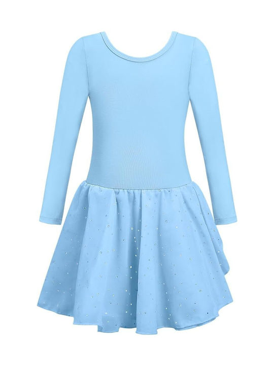 Ballett Leotard Tutu Rock Kinder-Tanzbekleidung Lange Ärmel Blauer 150cm