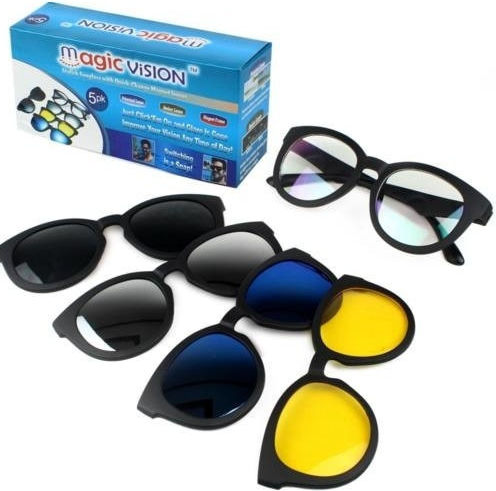 3-in-1 Sunglasses Interchangeable Lenses Magic Vision Foxmag24 Black