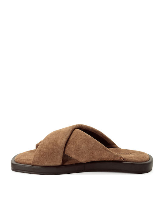 Damen Flache Sandalen Braun