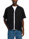 Short Sleeve Linen Shirt in Regular Fit Black