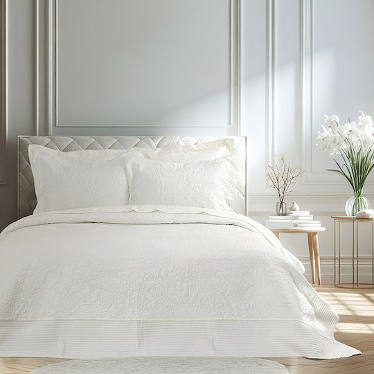 Nima Heather Σετ Κουβερλί Υπέρδιπλο Microfiber Heather Ivory 240x260cm 3τμχ