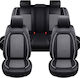 Set De Huse Scaune Auto Universal Din Țesătură Eco Piele Față Spate Negru Dungă Albă