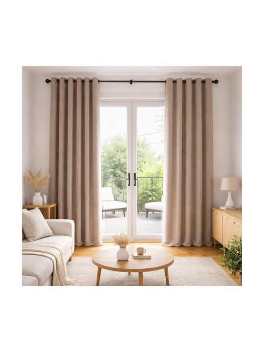 My Home Luxury Window Curtain with Grommets Beige 280x270cm