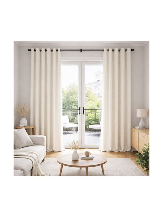 My Home Luxury Window Curtain with Grommets Beige 280x270cm