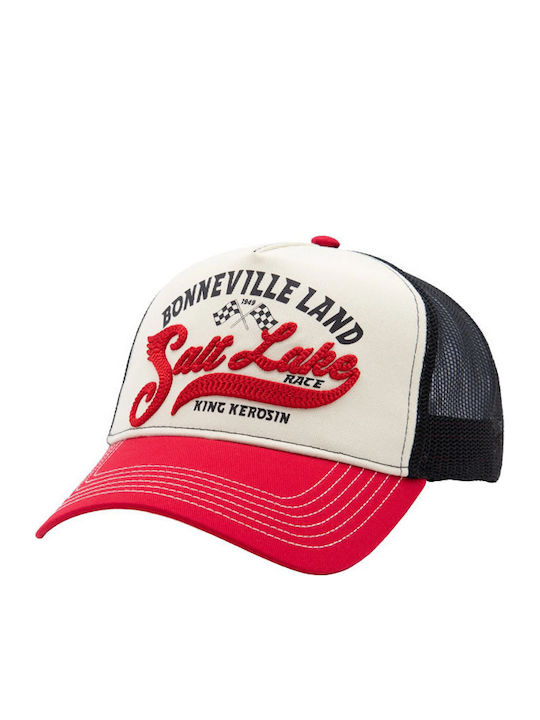 King Kerosin Καπέλο Salt Lake Trucker Cap Red Offwhite