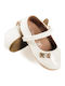 Kids Ballerinas with Hoop & Loop Closure Patent Leather White