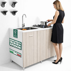 Shally Dogan Πολυκουζινάκι με Αριστερή Γούρνα 120x60x85cm Δρυς