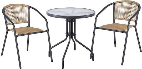 Woodwell Garten- und Outdoor-Möbelsets für kleinen Balkon Patty 3 Stück Anthrazit E2391,1S