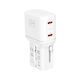 3MK Charger Without Cable with 2 USB-C Ports 45W Power Delivery / Quick Charge 4.0 White (Incharge Globe)