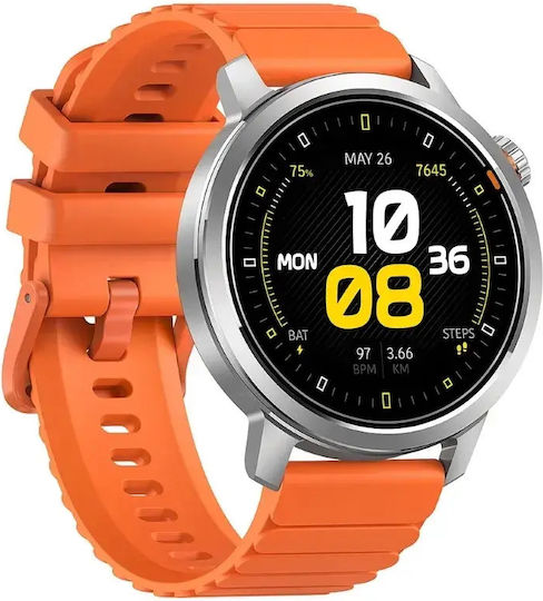 Kospet ORB Aluminium Αδιάβροχο Smartwatch με Παλμογράφο (Silver/Orange)