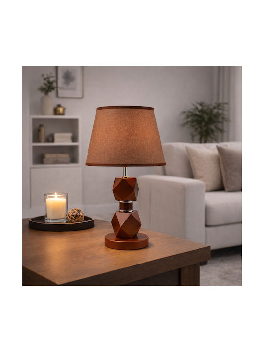 ForHome Metal Table Lamp for E27 Socket with Brown Shade and Base