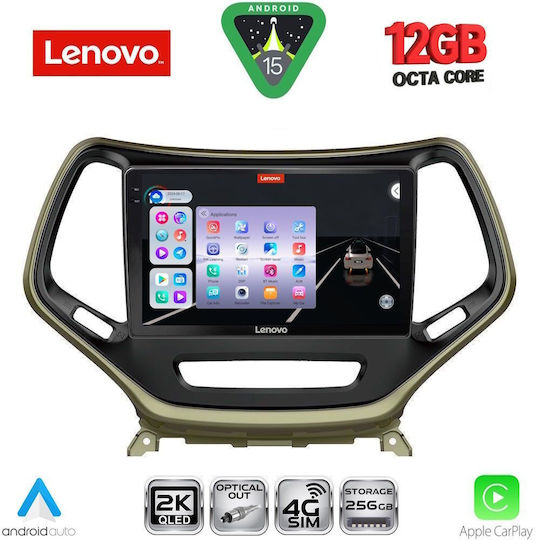 Lenovo Ηχοσύστημα Αυτοκινήτου για Jeep Cherokee 2014 (Bluetooth/USB/WiFi/GPS/Apple-Carplay/Android-Auto) με Οθόνη Αφής 10"