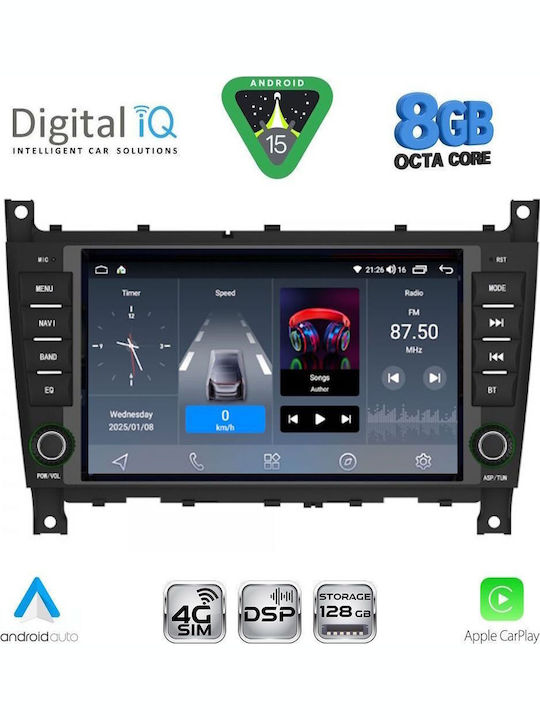 Digital IQ Car Audio System for Mercedes-Benz C Class / CLK Class 2004-2008 Bluetooth USB WiFi GPS Apple CarPlay Android Auto with 7" Touch Screen