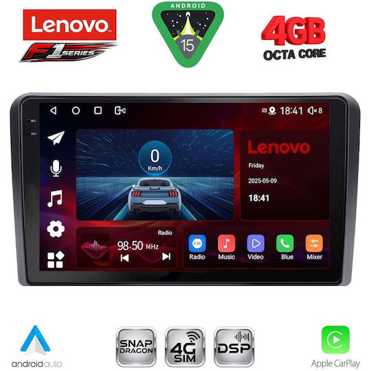 Lenovo Car Audio System for Ford Tourneo / Courier 2014 (Bluetooth/USB/WiFi/GPS/Apple CarPlay/Android Auto) with 9" Touch Screen