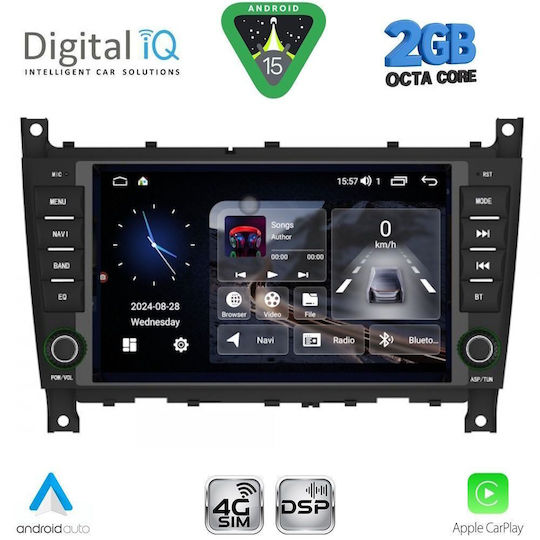 Digital IQ Car Audio System for Mercedes-Benz C Class / CLK Class 2004-2008 (Bluetooth/USB/WiFi/GPS/Apple CarPlay/Android Auto) with 8" Touch Screen