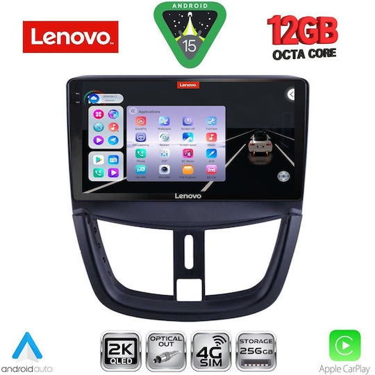 Lenovo Car Audio System for Peugeot 207 2007-2014 Bluetooth USB WiFi GPS Apple CarPlay Android Auto with 9" Touch Screen