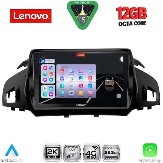 Lenovo Car Audio System for Ford Kuga / C-Max 2011 (Bluetooth/USB/Wi-Fi/GPS/Apple CarPlay/Android Auto) with 9" Touch Screen
