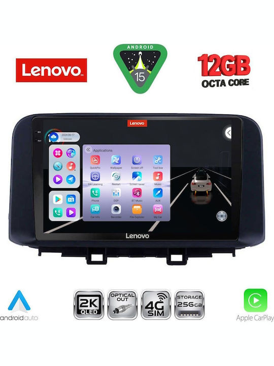 Lenovo Car Audio System for Hyundai Kona 2017-2023 (Bluetooth/USB/WiFi/GPS/Apple CarPlay/Android Auto) with 10" Touch Screen