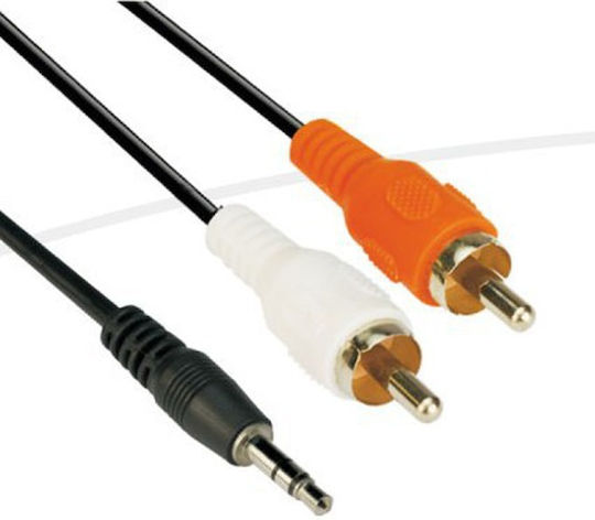 VCom Кабел За Звук 3,5 мм Мъжки - 2x RCA Мъжки Черен 10м