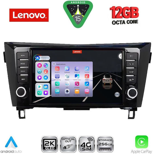 Lenovo Car Audio System for Nissan Qashqai / X-Trail 2014-2021 Bluetooth USB WiFi GPS Apple CarPlay Android Auto with 9" Touch Screen