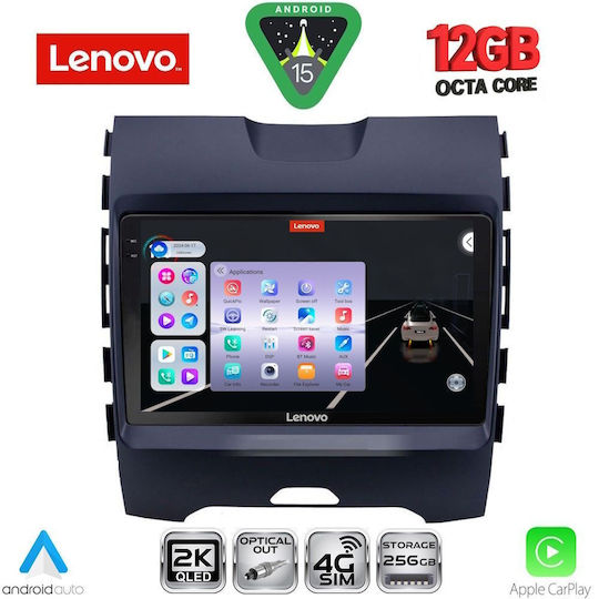 Lenovo Car Audio System for Ford Edge 2015-2023 Bluetooth USB WiFi GPS Apple CarPlay Android Auto with 9" Touch Screen