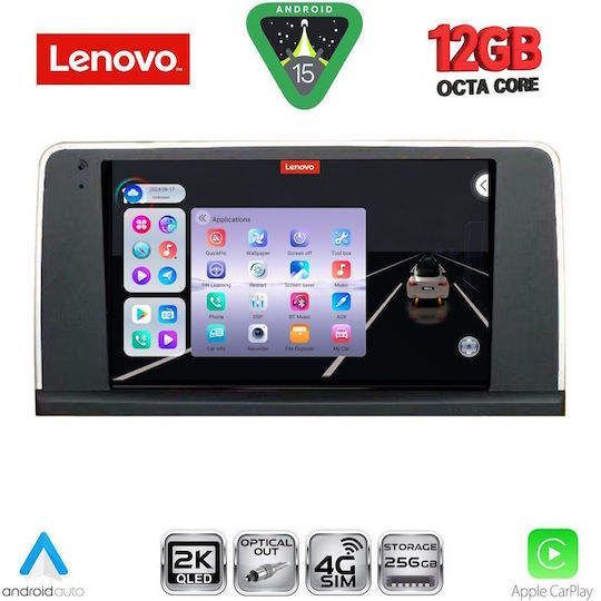 Lenovo Ηχοσύστημα Αυτοκινήτου για BMW X5 (E70) / X6 (E71) 2006-2009 (Bluetooth/USB/WiFi/GPS/Apple-Carplay/Android-Auto) με Οθόνη Αφής 9"