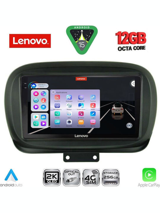 Lenovo Car Audio System for Fiat 500X 2014 (Bluetooth/USB/WiFi/GPS/Apple CarPlay/Android Auto) with 9" Touch Screen