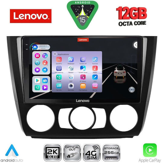 Lenovo Car Audio System for BMW Series 1 2004-2013 with A/C Bluetooth USB WiFi GPS Apple CarPlay Android Auto with 9" Touch Screen