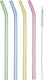 Estia Glass Multicolour Straws with Brush 4 Pieces