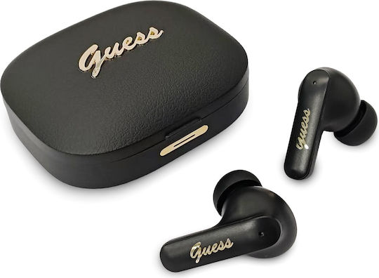 Guess PU Metal Logo In-ear Bluetooth Handsfree Ακουστικά με Θήκη Φόρτισης Μαύρα