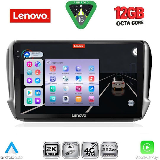 Lenovo Ηχοσύστημα Αυτοκινήτου για Peugeot 2008 2012-2021 (Bluetooth/USB/WiFi/GPS/Apple-Carplay/Android-Auto) με Οθόνη Αφής 10"