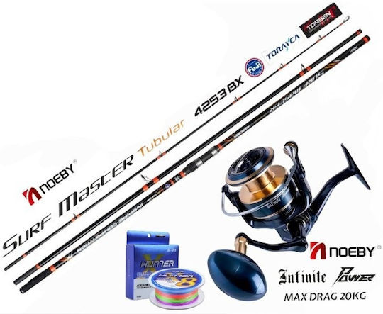Surf Casting Set Rod Noeby Surf Master Tubular 4.25m C.w 100 250g Toray Japan Carbon Fuji Guides Reel Noeby Infinite Power 8000 Max Drag 20kg