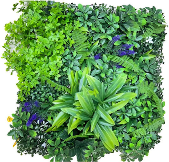 Panou Decorativ Artificial cu Foliage Detalii Albastre 50 X 50cm