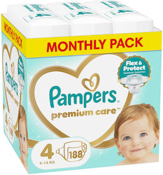 Pampers Premium Care No 4 for 9-14kg 188 Pieces
